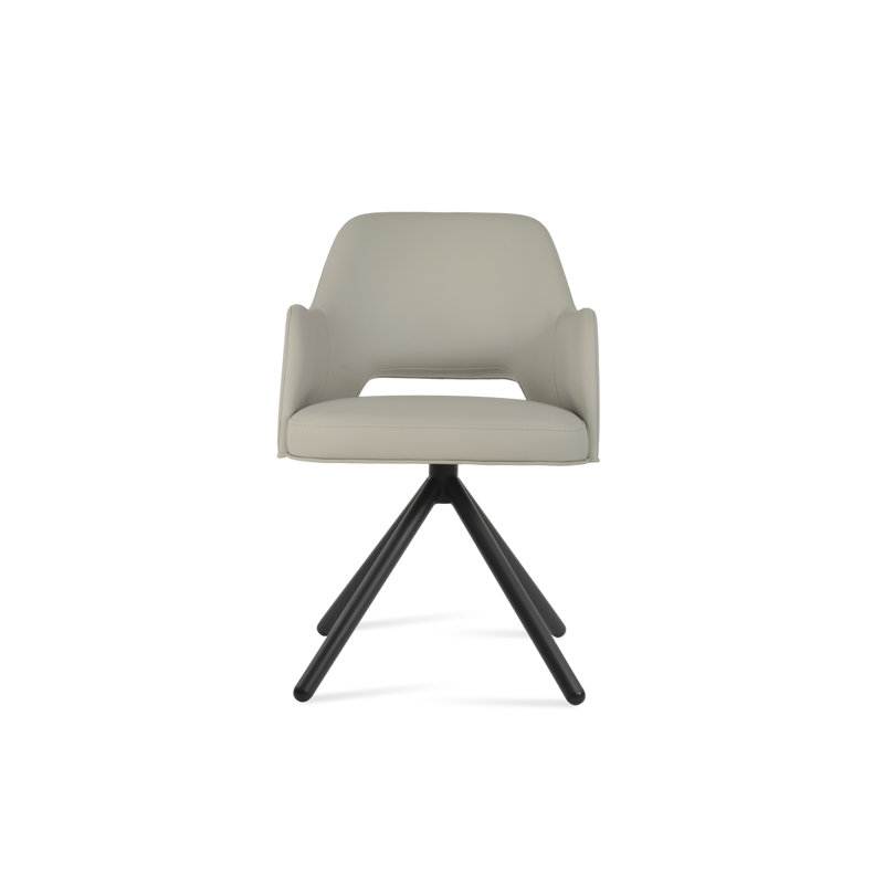 Marash Stick Swivel Arm Chair, Light Gray, Black