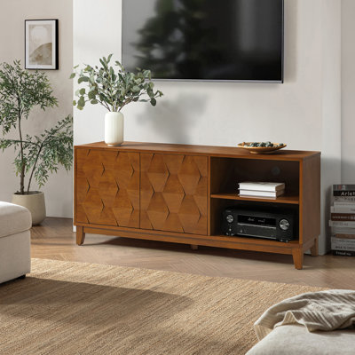 Iasiah 60"W Modern TV Stand with Adjustable Shelves and Cable Management