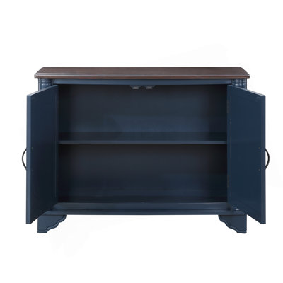 40"  Console Table with Storage Shelf, Retro Entryway Table with Adjustable Storage Shelf, Sofa Couch Table for Hallway, Entry Way, Living Room, Foyer, Navy Blue and Brown Top