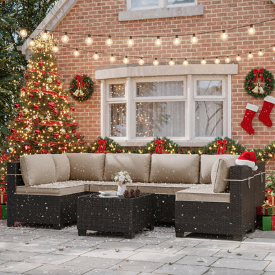 Canapé modulaire en U 7 pièces avec coussins Hanshaw