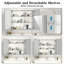 Armoire à pharmacie 32 po x 28 po avec miroir pour salle de bain, miroir de salle de bain mural avec rangement, tablettes réglables, cadre en aluminium, fixation en surface argent
