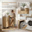 Armoire pour panier à linge inclinée 27,80 po avec bacs intérieurs amovibles, rangement de buanderie autoportant pour balcon de salle de bain-126552710