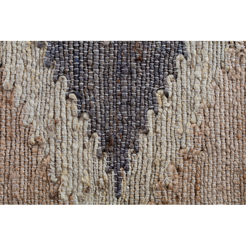 Kenyetta Geometric Hand-Loomed Jute/Sisal Area Rug in Gray/Ivory/Tan, Rectangle 5' x 8'