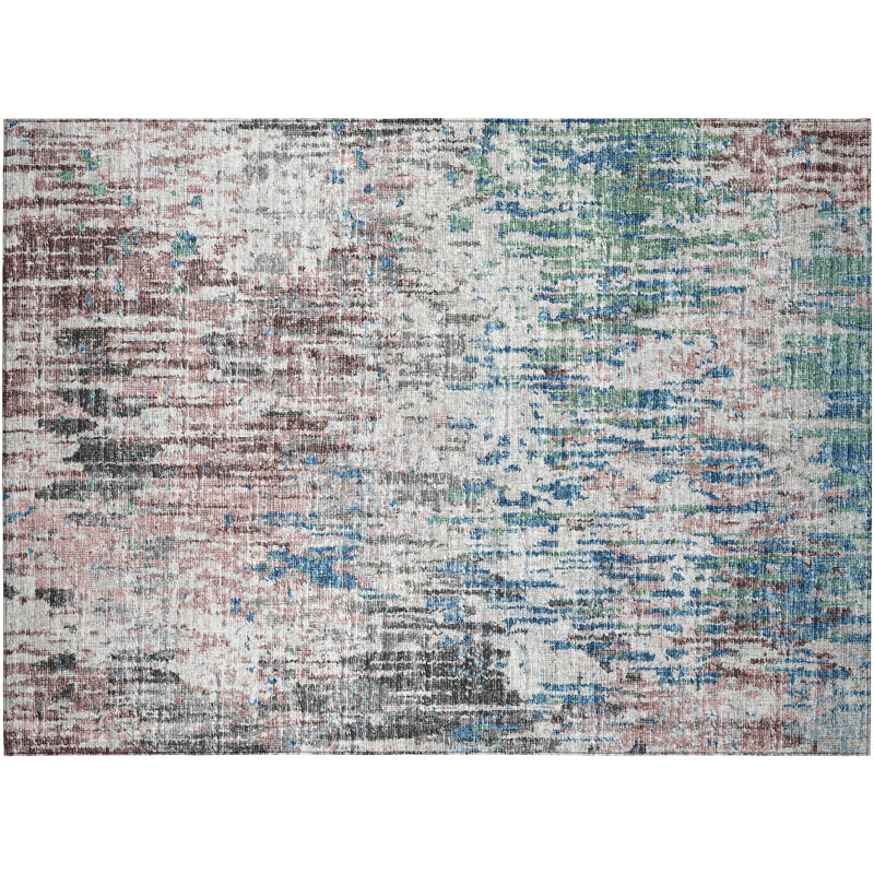 Yakita Washable Abstract Indoor / Outdoor Rug, Rectangle 1'8" x 2'6"
