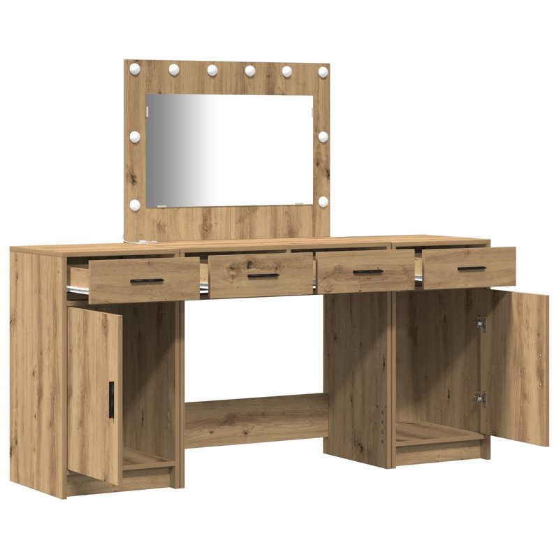 Dressing Table with Mirror, Artisan Oak