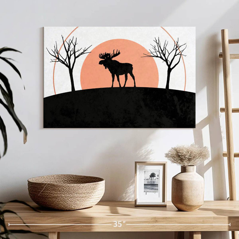 Brampt Moose And Sunset, 16" H x 24" W