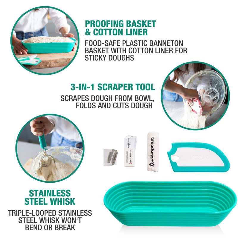 Teal Stainless Steel Artisan Bread Making Kit with Cotton Liner