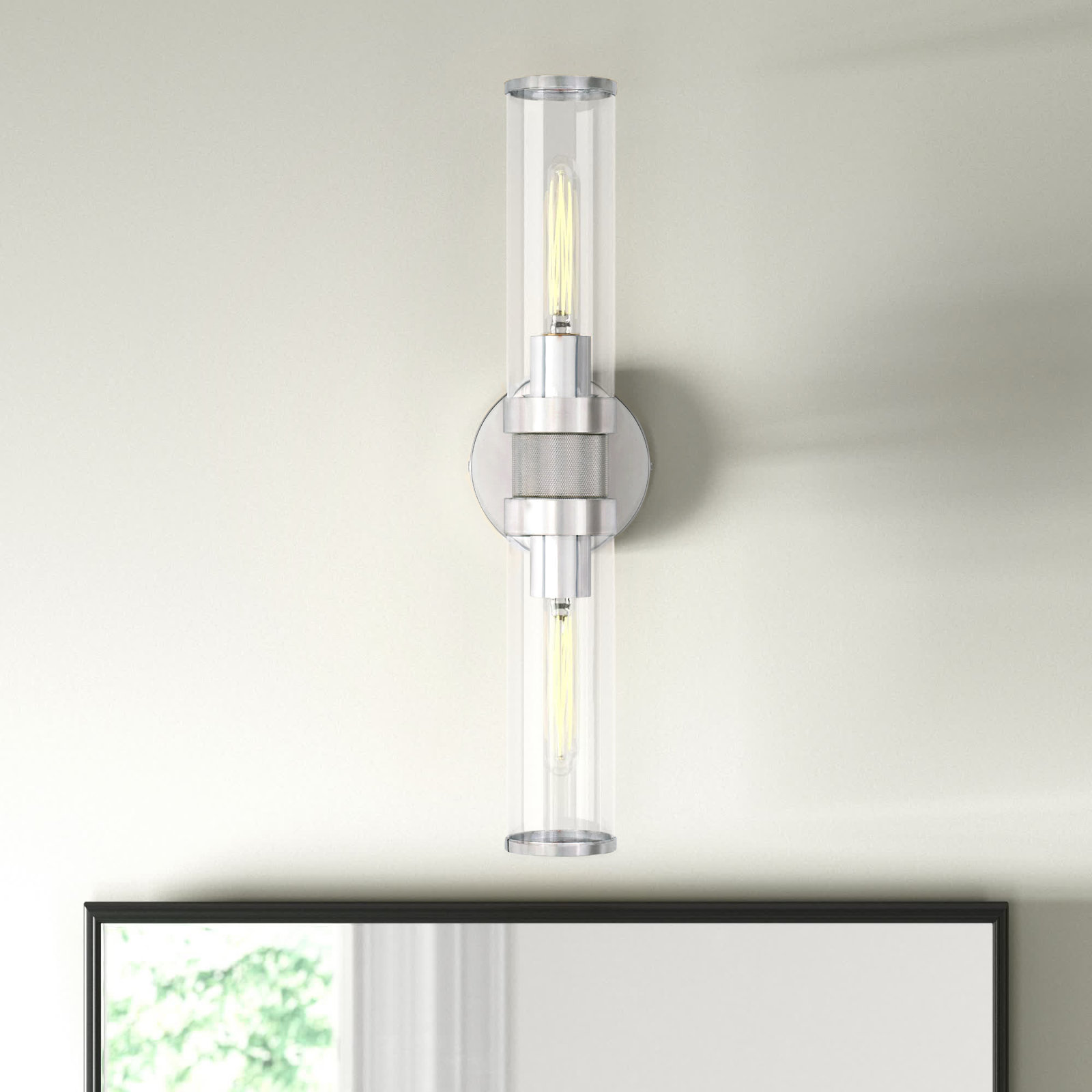 Atley 2 Light Transparent Dimmable Bath Bar, Polished Nickel