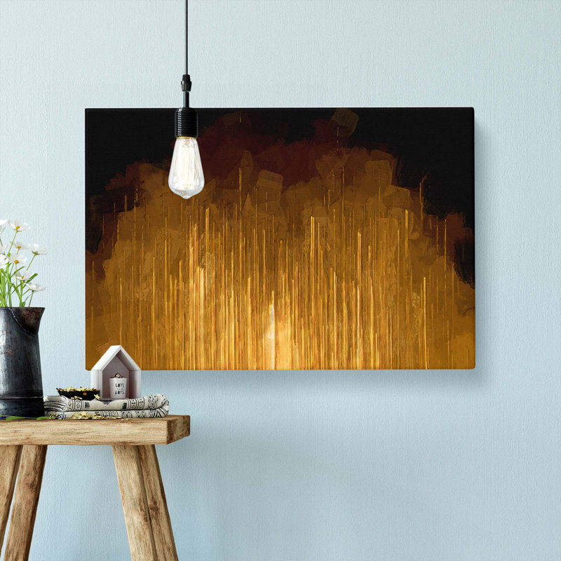 Golden Rise In Abstract - Wrapped Canvas Painting, 50cm H x 76cm W x 3cm D