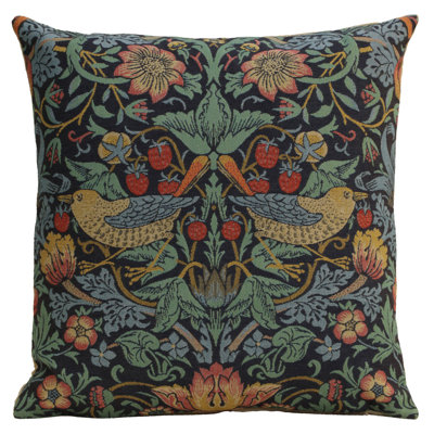 Strawberry Thief B Blue by William Morris European Cushion Covers