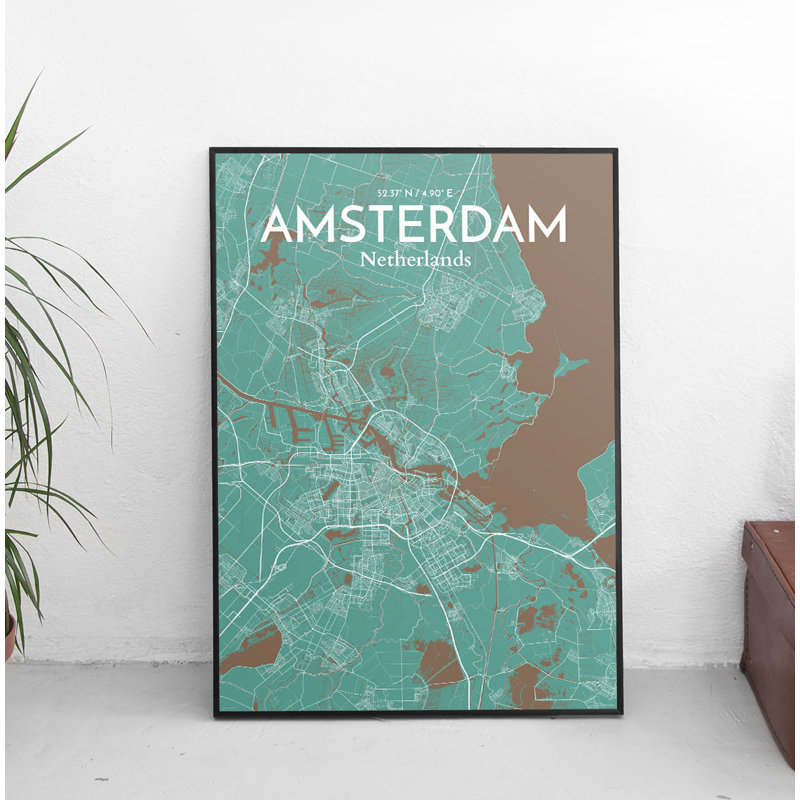 Amsterdam City Map - No Frame Print, 43cm H x 28cm W x 0.13cm D