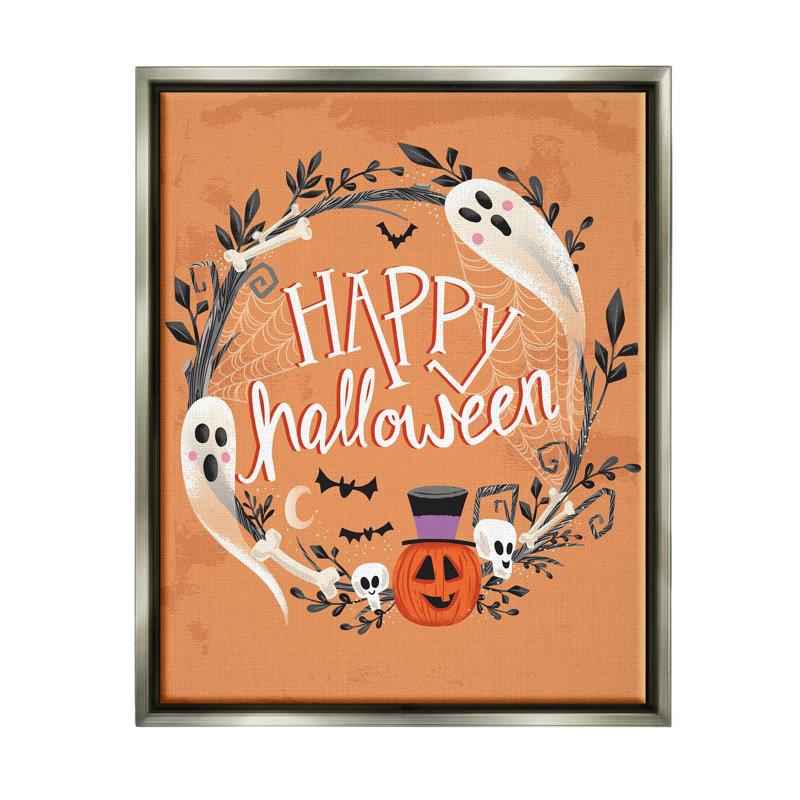 «Happy Haunts», giclée d'Halloween par Arrolynn Weiderhold, H 21 po x l 17 po x P 1,7 po, Cadre flottant gris lustré