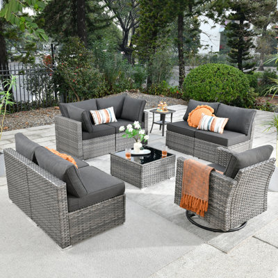 Rebbecca Premium All-Weather Wicker 7 - Person Patio Conversation Set with Cushions