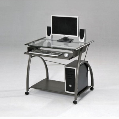 Ledbury Glass Top Metal Base Writing Desk