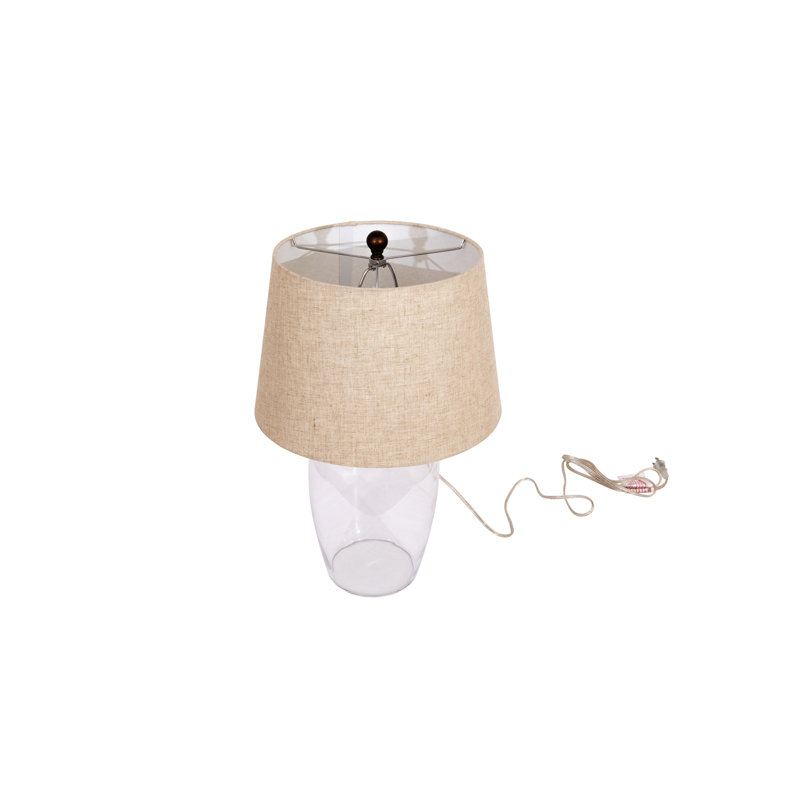 Fillable Glass Table Lamp with Linen Shade
