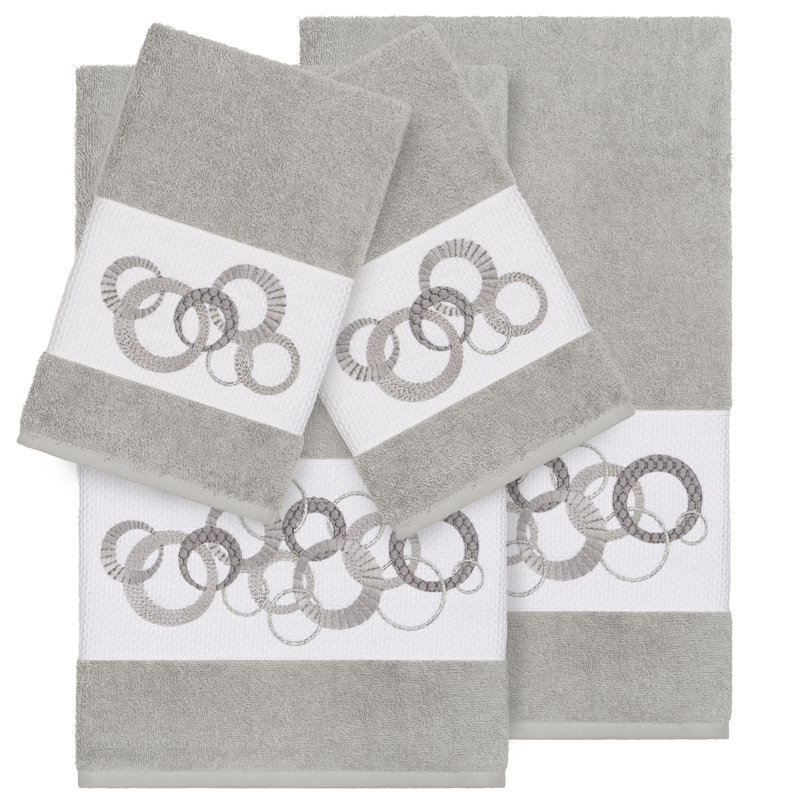 Ensemble de serviettes en coton turc 4 pièces Annabelle, Gris clair
