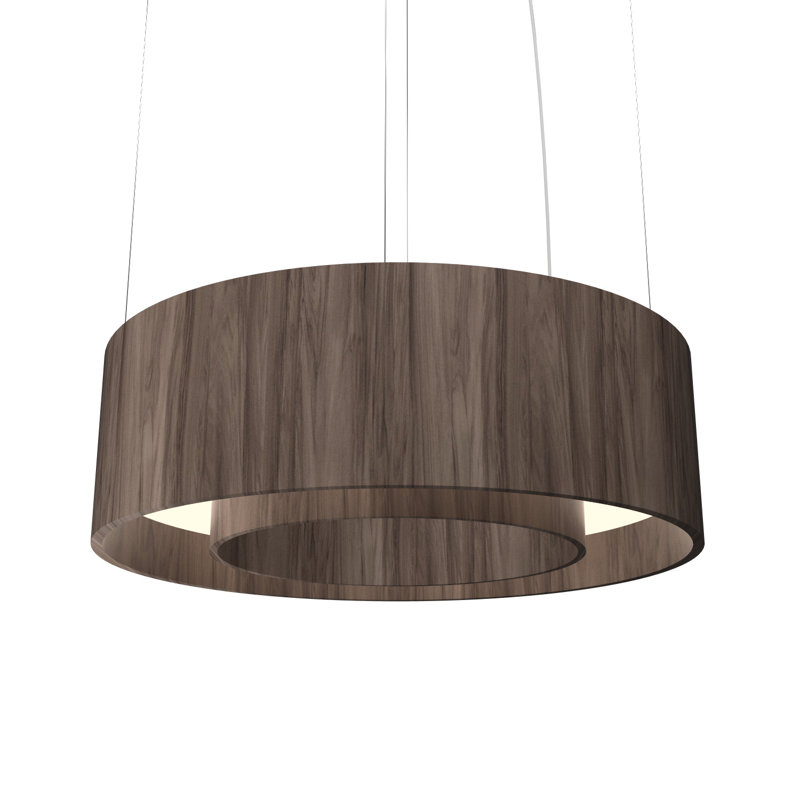 Cilíndrico 1 - Light LED Chandelier, American Walnut, 9.75" H x 31.2" W x 31.2" D