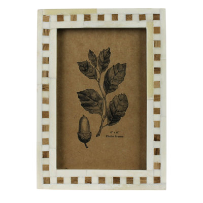 Frame, White Bone, Teak Inlay - 4X6