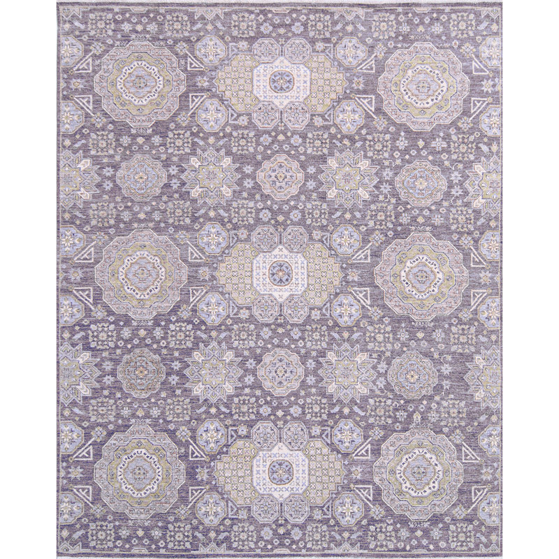 Tapis unique gris foncé / mousse / ivoire 7 pi 10 po x 9 pi 9 po One-of-a-Kind