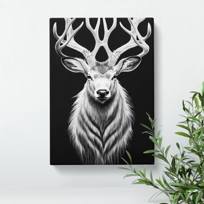 Monochrome Stag No.1 - Wrapped Canvas