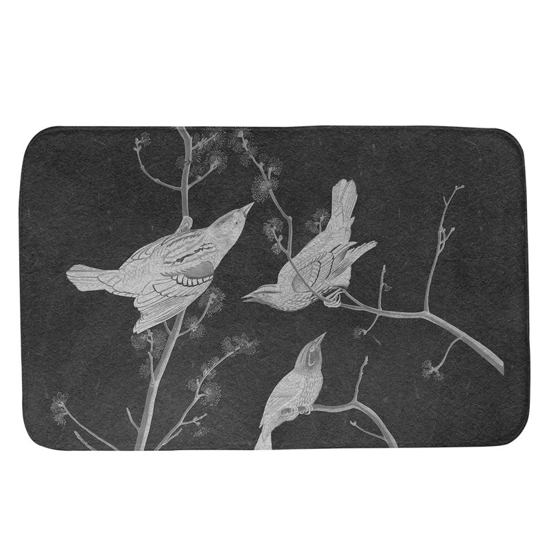 Tapis pour salle de bain starling à oreilles, l 17 po x L 24 po, Blanc / Noir