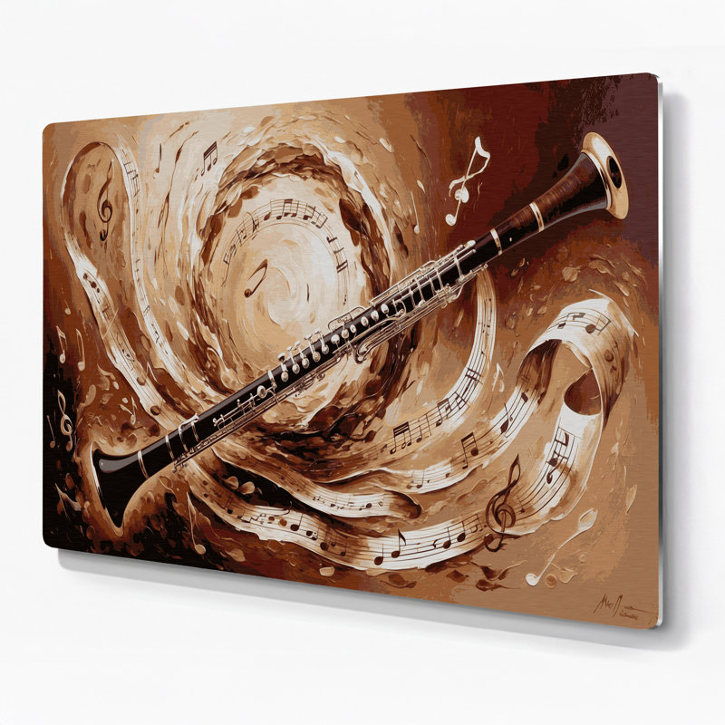 «Music Bassoon», art mural en métal brun, H 12 po x l 18 po