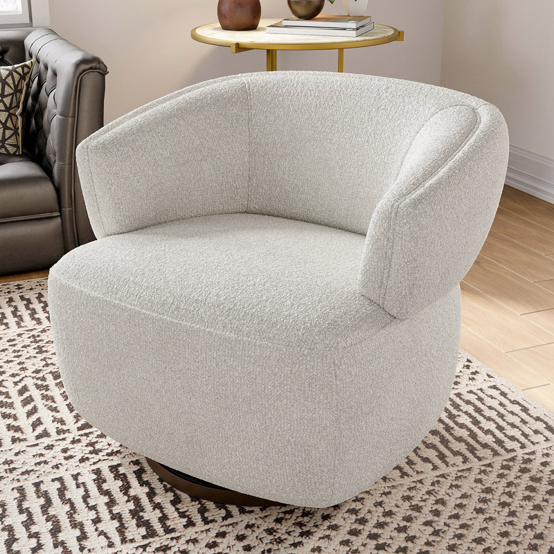 Fauteuil demi-tonneau pivotant, canapé d'appoint entièrement assemblé avec base à 360 degrés, fauteuil de lecture surdimensionné rembourré
