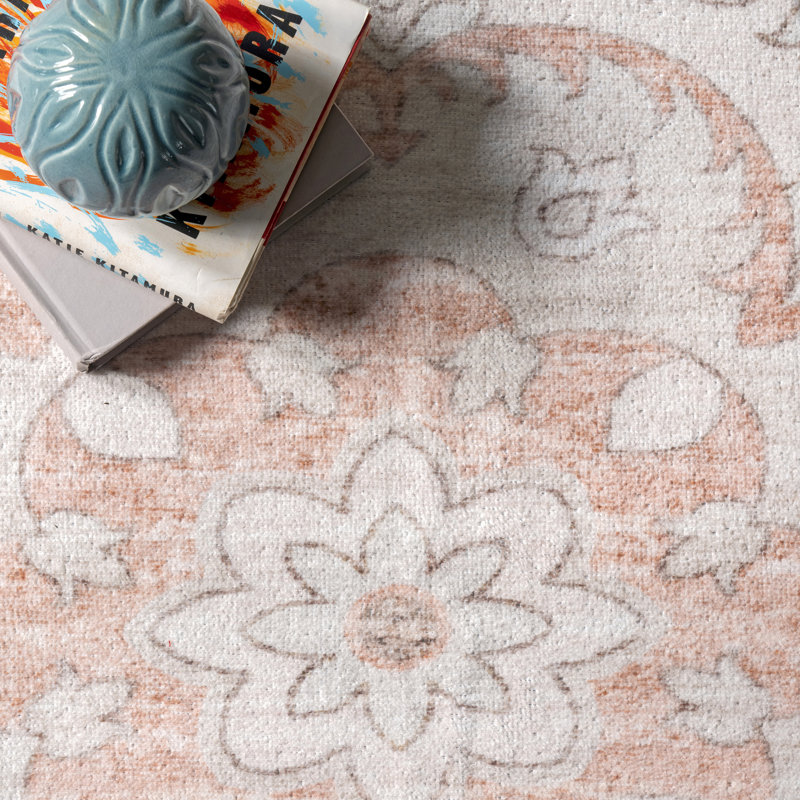 Tapis lavable à la machine Zahra Medallion, Tapis de couloir 2 pi 6 po x 8 pi
