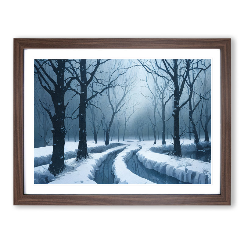 Awesome Winter Forest - Framed Print, 25cm H x 34cm W x 2cm D, Walnut