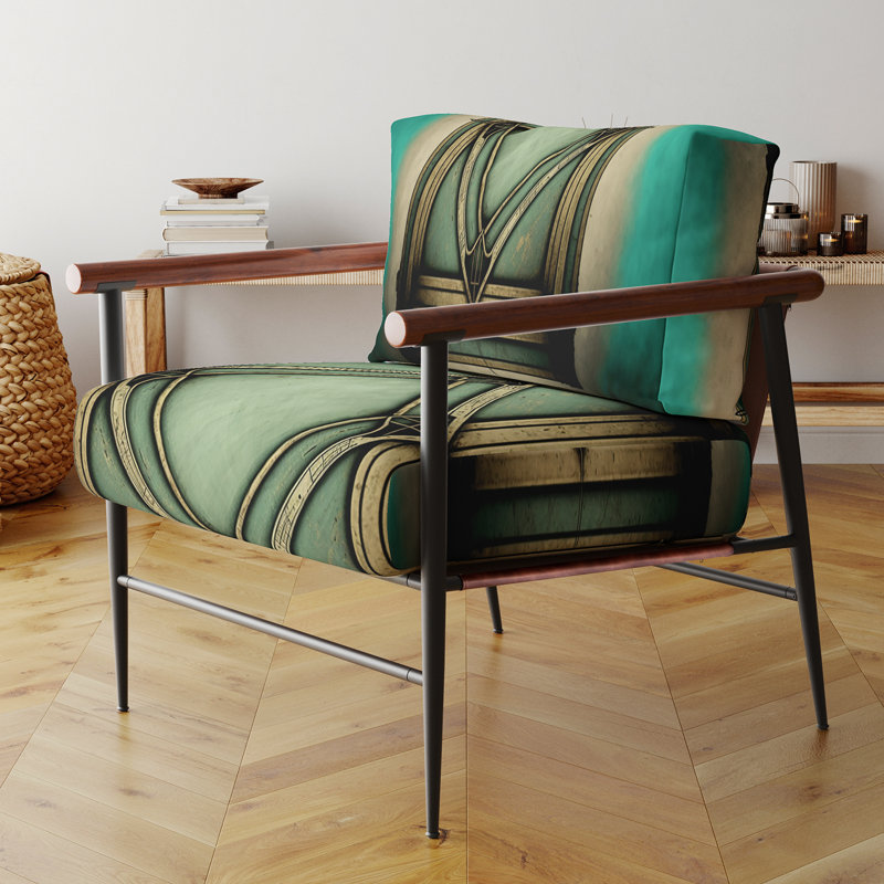 Fauteuil contemporain Impermanence Japanese Vintage Art VIII - Revêtement en velours beige, Noir, noir, noir, noir