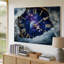 Toile dans un tableau cosmique surréel, une horloge, art mural complexe avec un paysage céleste-782560397