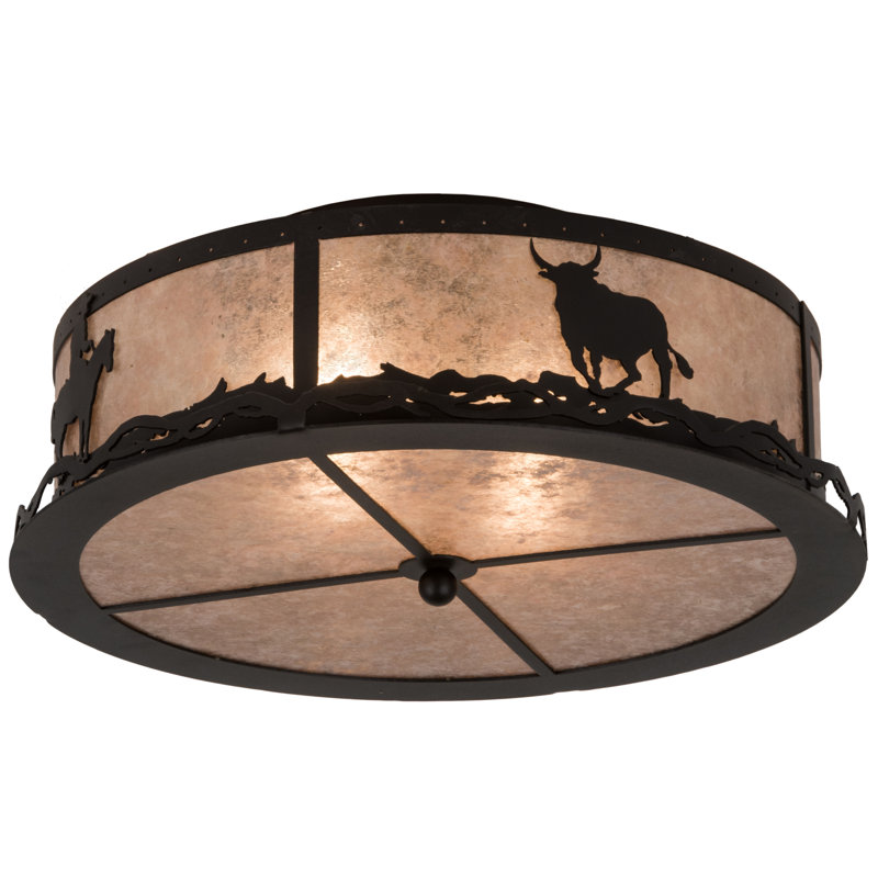 Cowboy And Steer 2 - Light Flush Mount