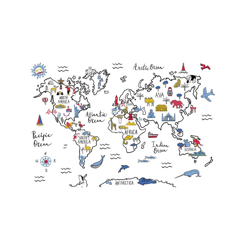 Carte du monde par - Toile tendue, H 12 po x l 18 po x 1,5 po