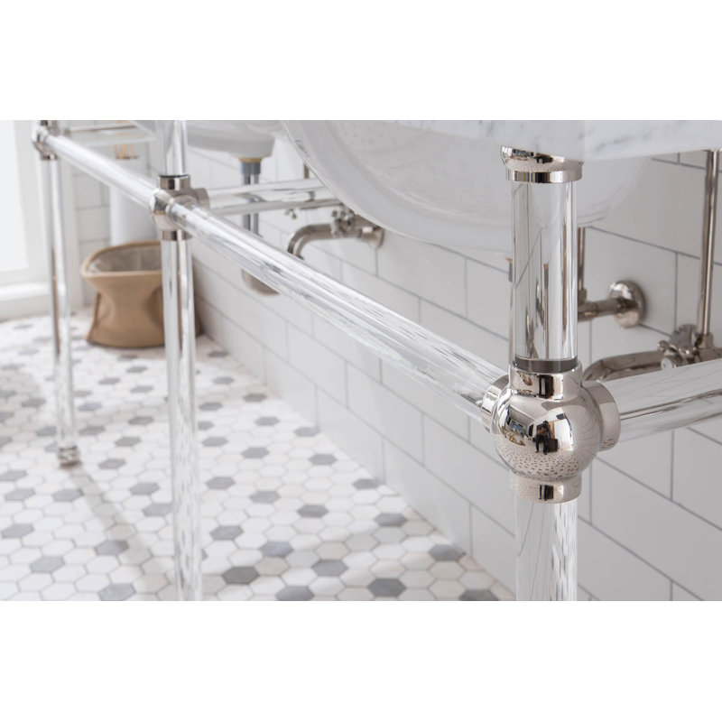 Empire Stone Oval Console Bathroom Sink with Overflow, Polished Nickel