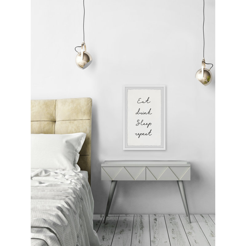 Eat Drink Sleep Repeat - Single Picture Frame Print, 45cm H x 38cm W x 3.81cm D