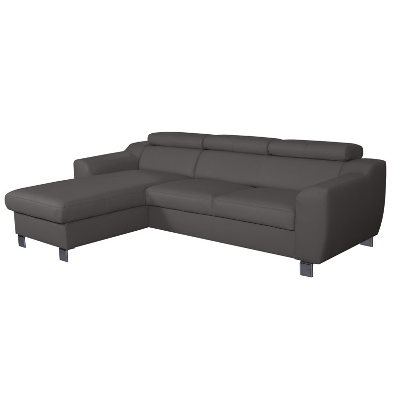 Alford Faux Leather Corner Sofa with Sleeping Function and Storage, Left Hand Facing, Dark Grey