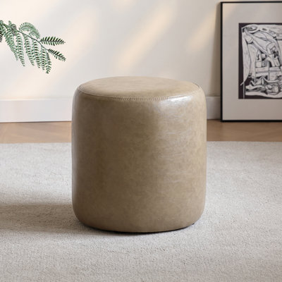Petit repose-pieds rond en similicuir de 11,8 po