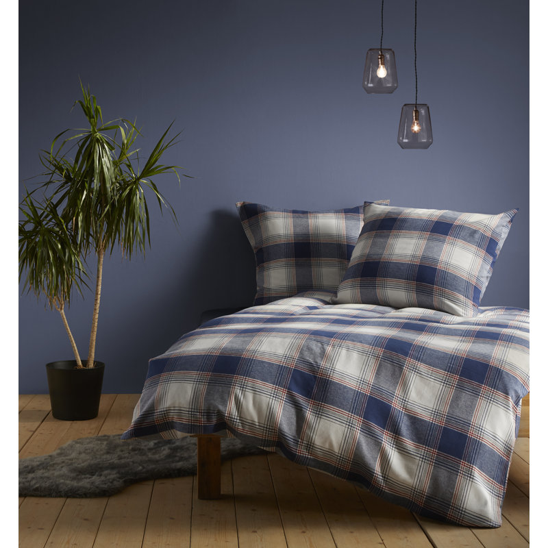 Flannel Duvet Cover Set, Dark Blue, Single