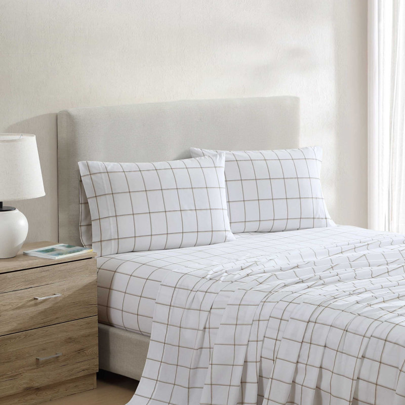 Martha Stewart Bedford Scallop Bath Rug, Twin Sheet Set with 1 Pillowcase, Plot Beige
