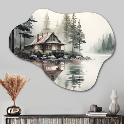 «Cottage by the Lake I», reproduction d'art asymétrique vert