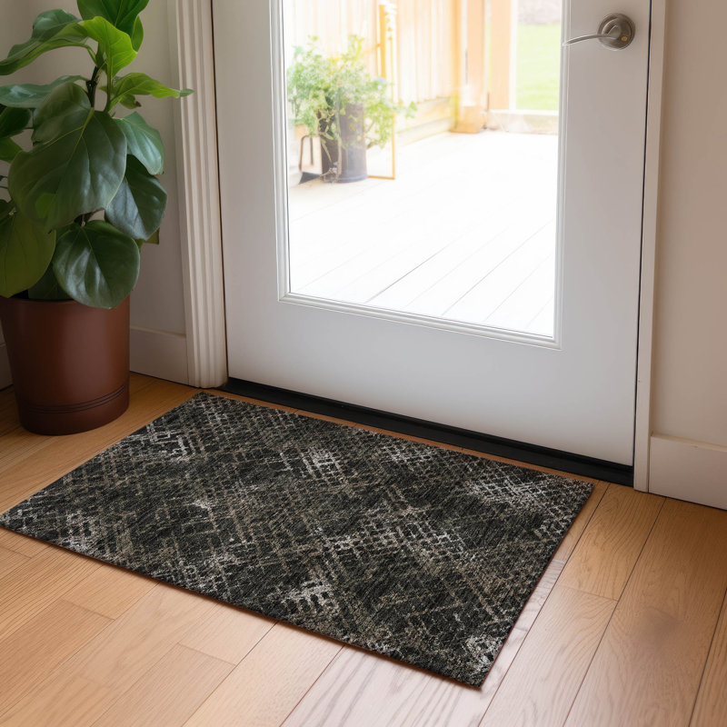 Malchow Washable Geometric Indoor / Outdoor Rug, Rectangle 1'8" x 2'6"