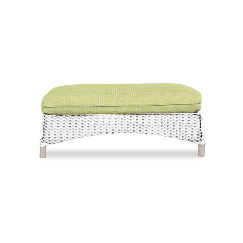 Mandalay Outdoor Ottoman, White, Rollo Linen