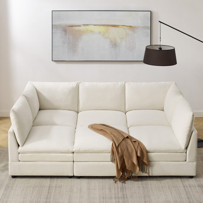  Cann 6-Piece Upholstered Modular Sectional Couch With Ottoman
