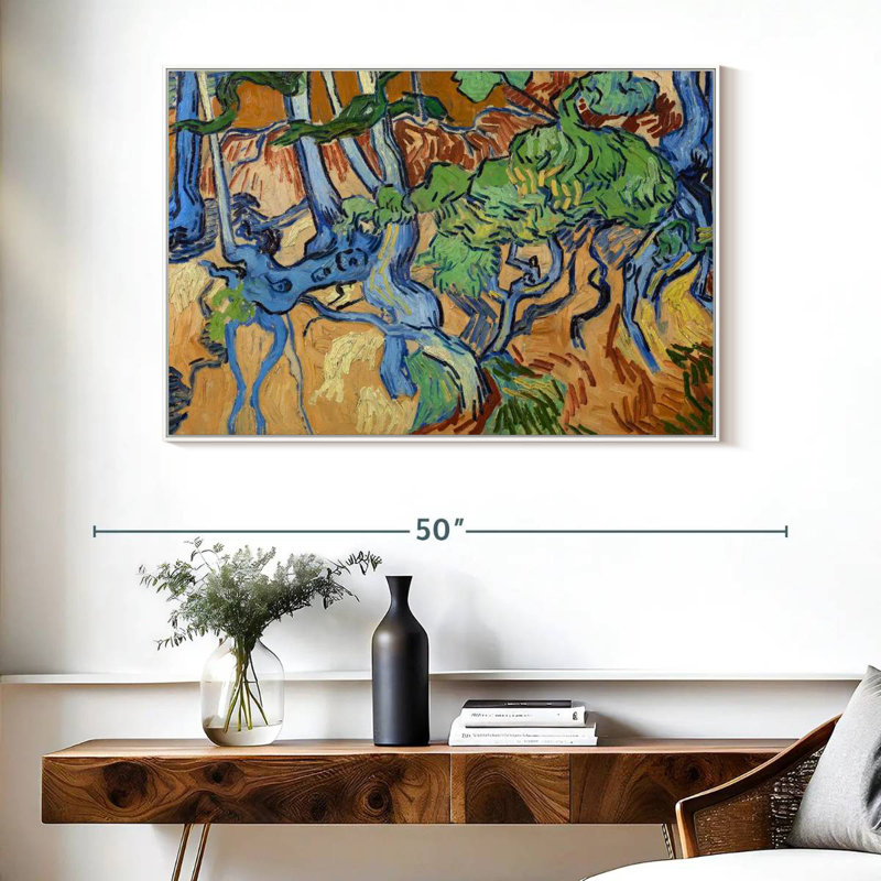 Racines d'arbre, 40 po x 27 po, Cadre flottant blanc