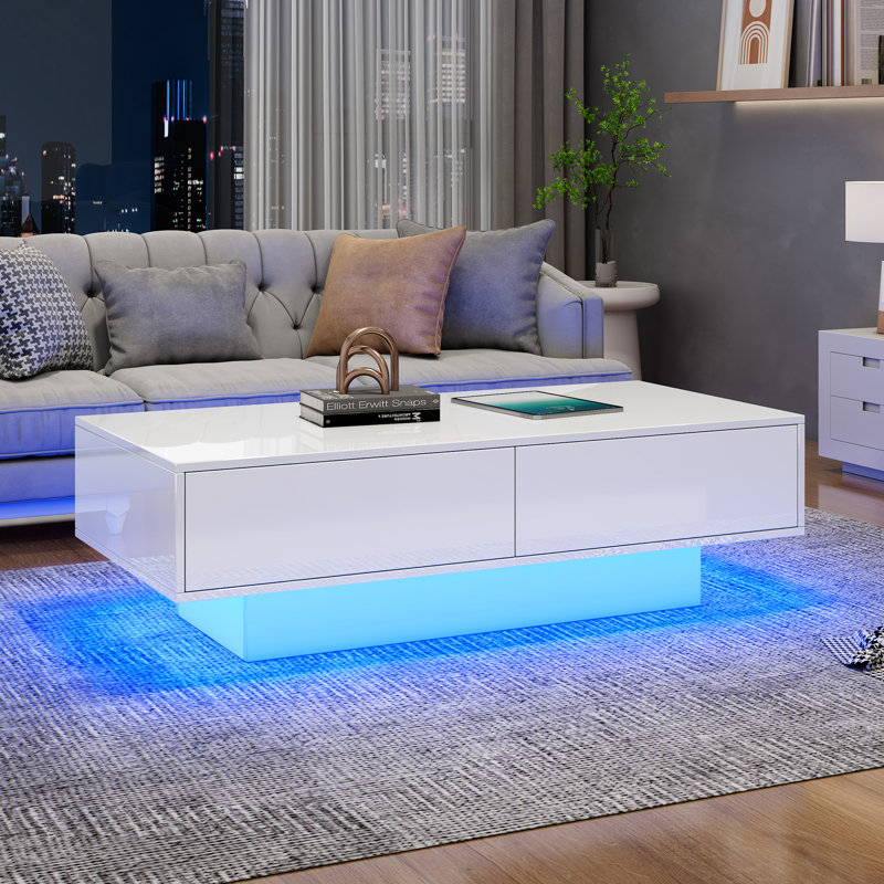 Daveion Solid Coffee Table with Storage, White