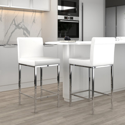 Remer Upholstered Faux Leather Counter Stool