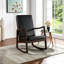 Chaise berçante en cuir synthétique brun foncé et finition espresso