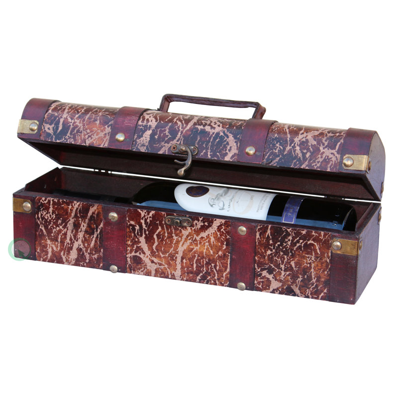 Distressed Wood  Box Wine Bottle 