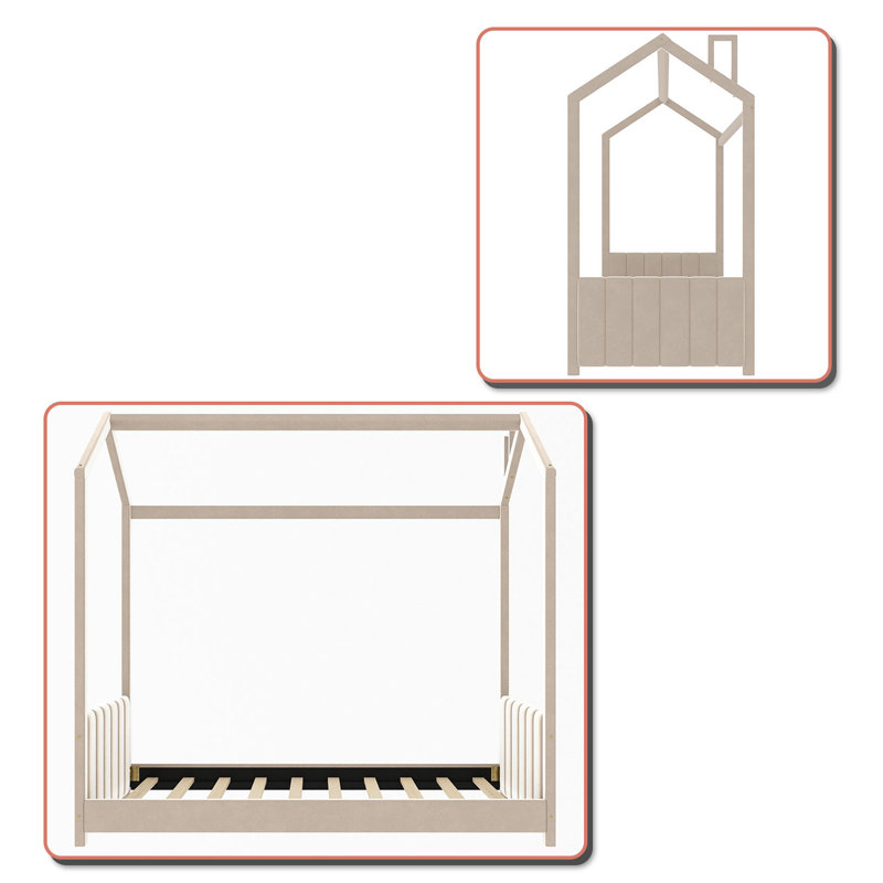 Lit plateforme simple Aretha, Twin, Beige