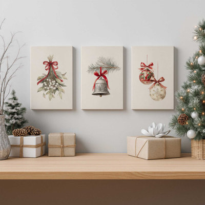 Ensemble de 3 impressions sur toile Tinsel & Tidings